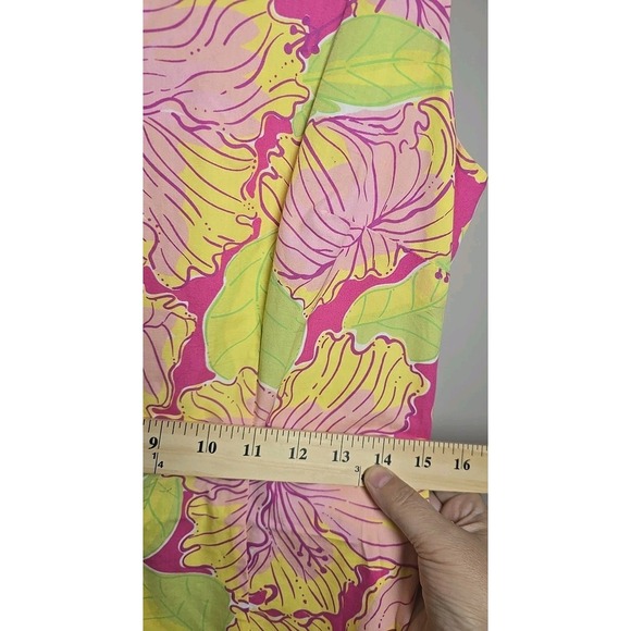 LILLY PULITZER Womens 4 Dress Pink Hibiscus Tropical Lined Sleevelss Cotton Zips - Picture 7 of 12